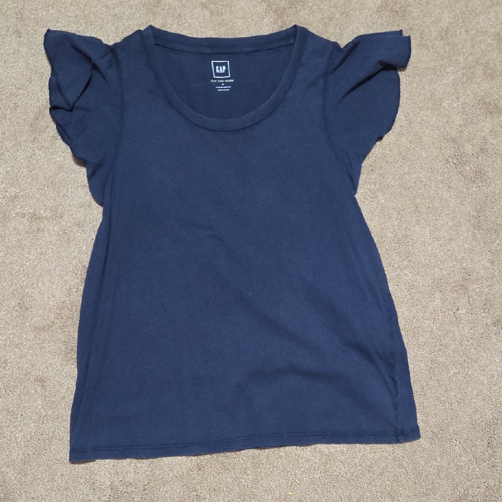 GAP Dark Blue Ruffle Sleeve Tee